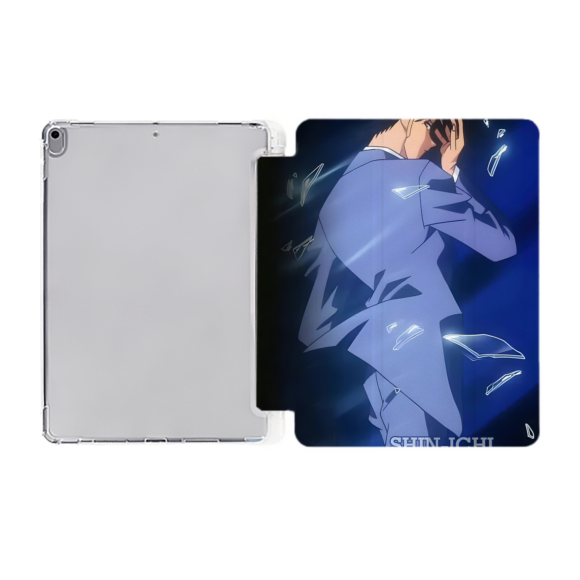 （画像用） 名探偵コナン Detective Conan IPad ケース ペン収納付き 三つ折りスタンド PUレザー×シリコン 対応機種9.5/10.5/10.9インチ